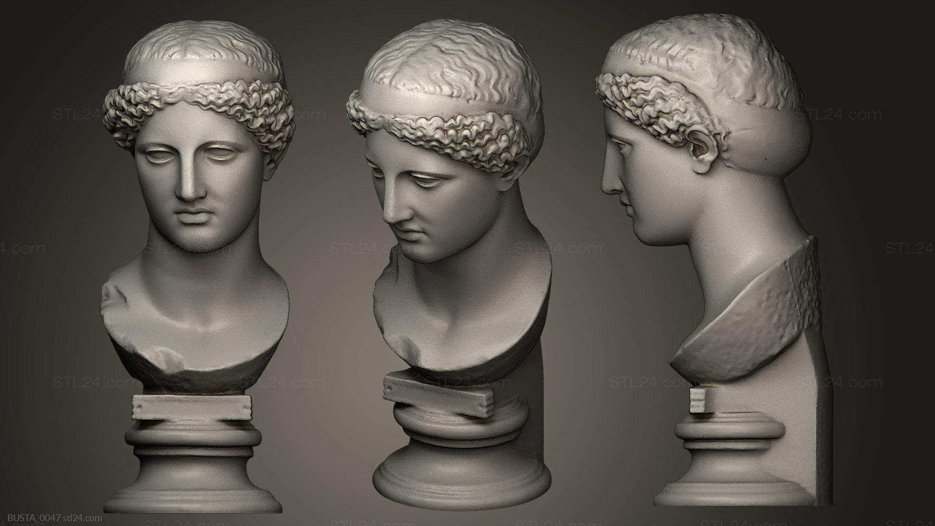 Бюсты и головы античные и исторические (Богиня, BUSTA_0047) 3D модель для ЧПУ станка
